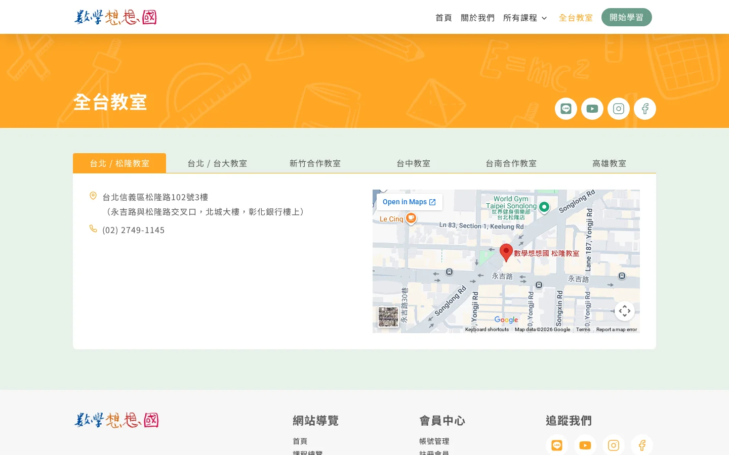全台教室位置分布