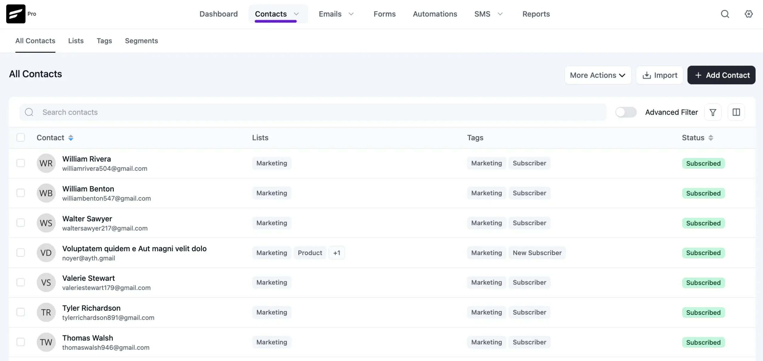 contacts fluentcrm