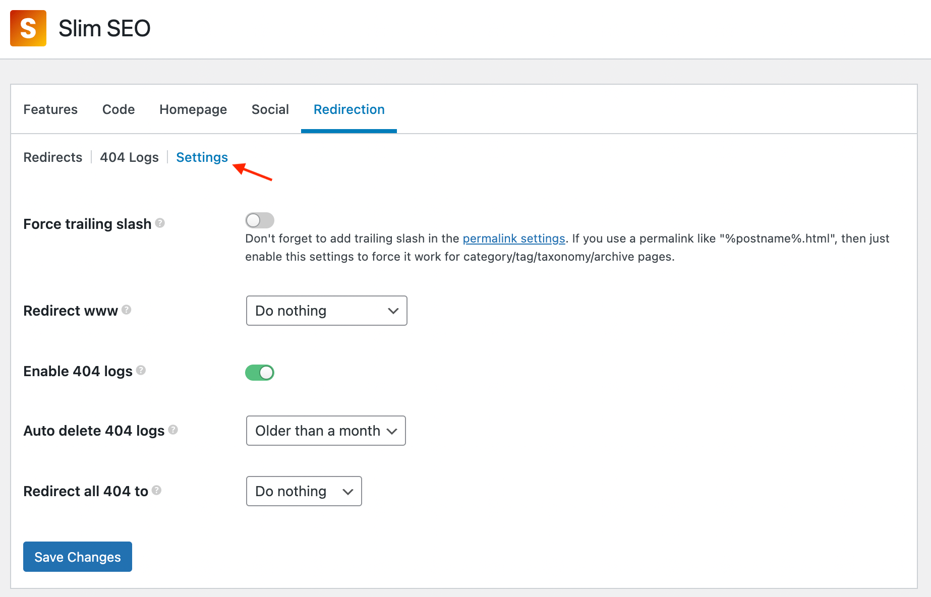 other redirection settings