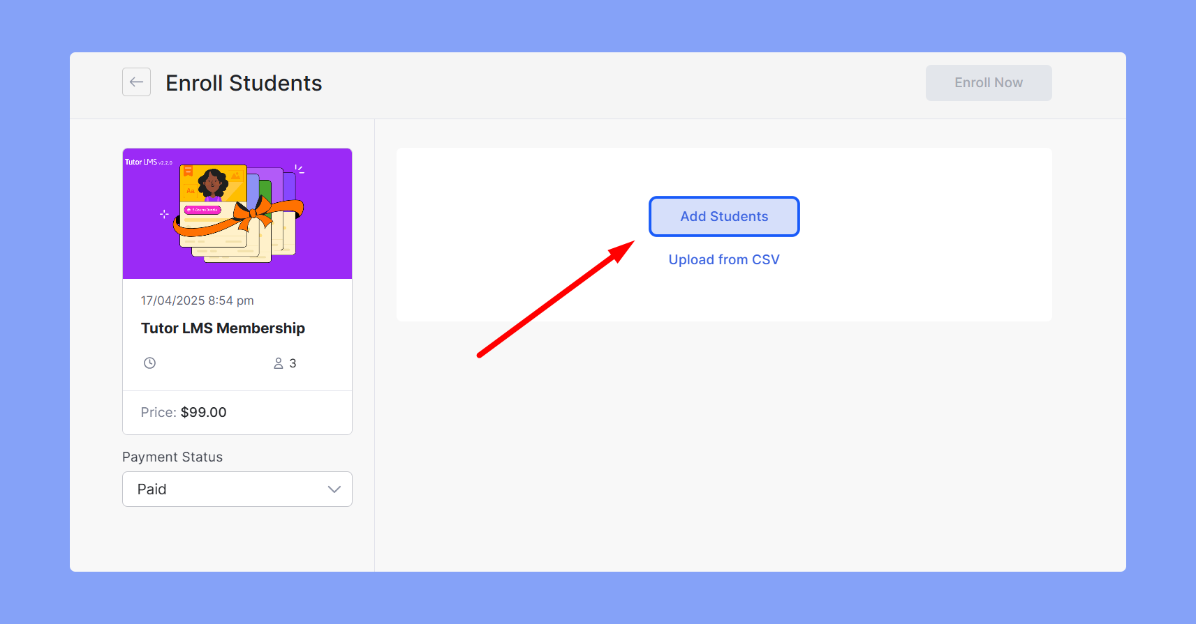 Add students button