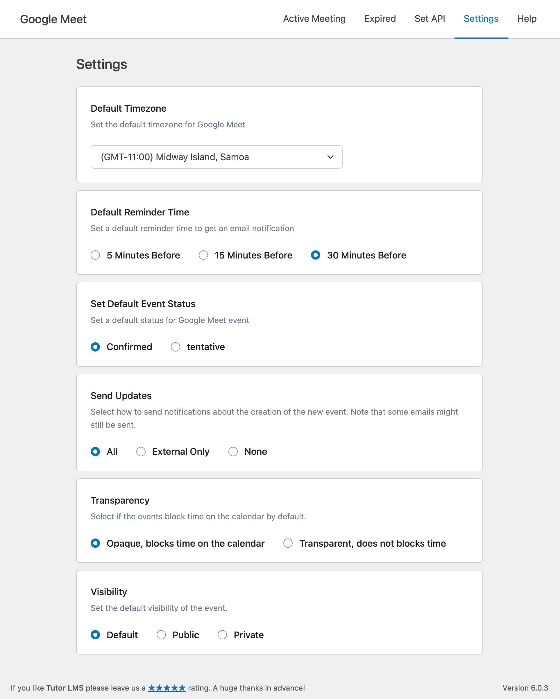 Specific Google Meet Integration Settings 官方介面截圖