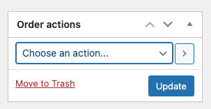 Order actions metabox with the Update button.