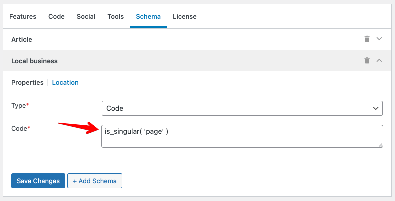 Define locations with code