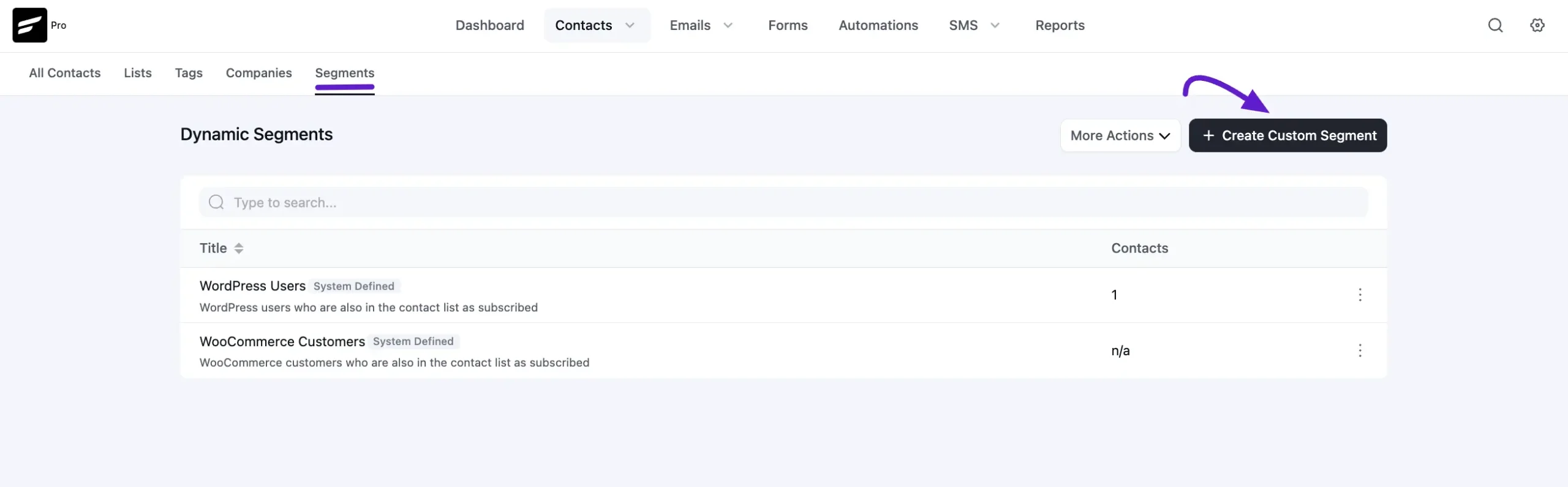 dynamic segments fluentcrm