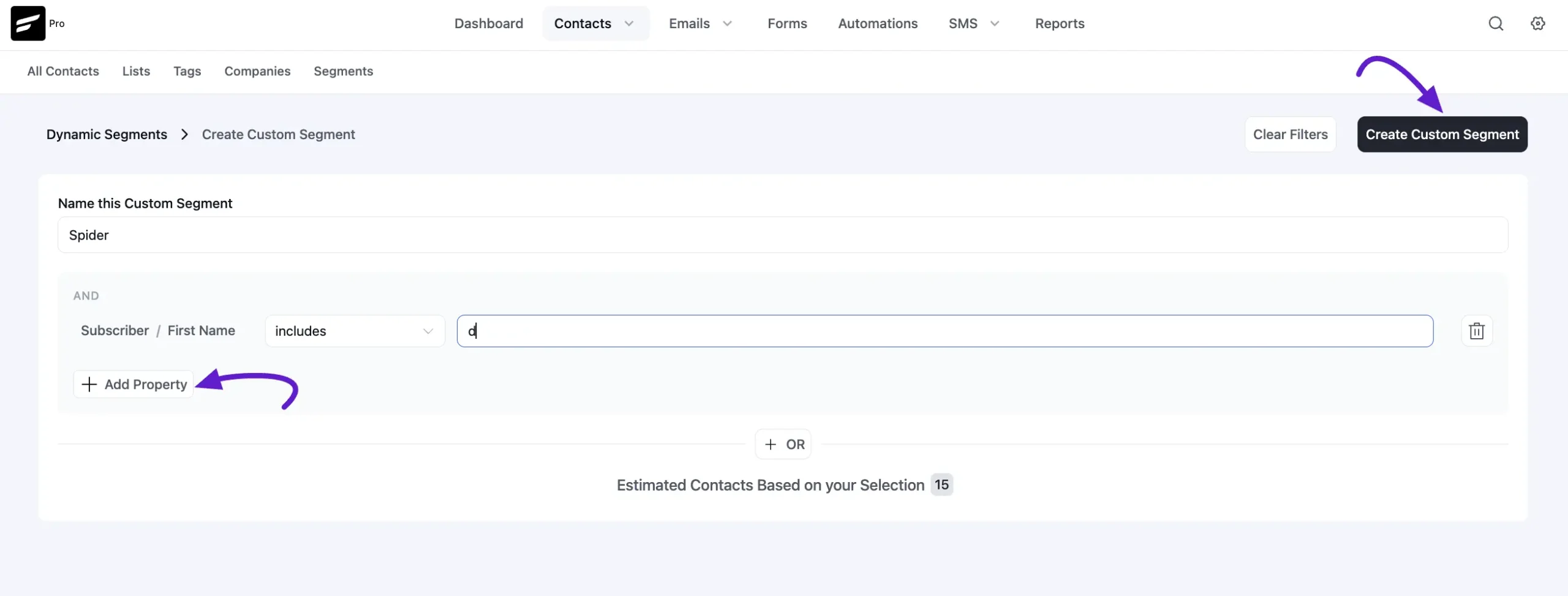 new dynamic segment fluentcrm