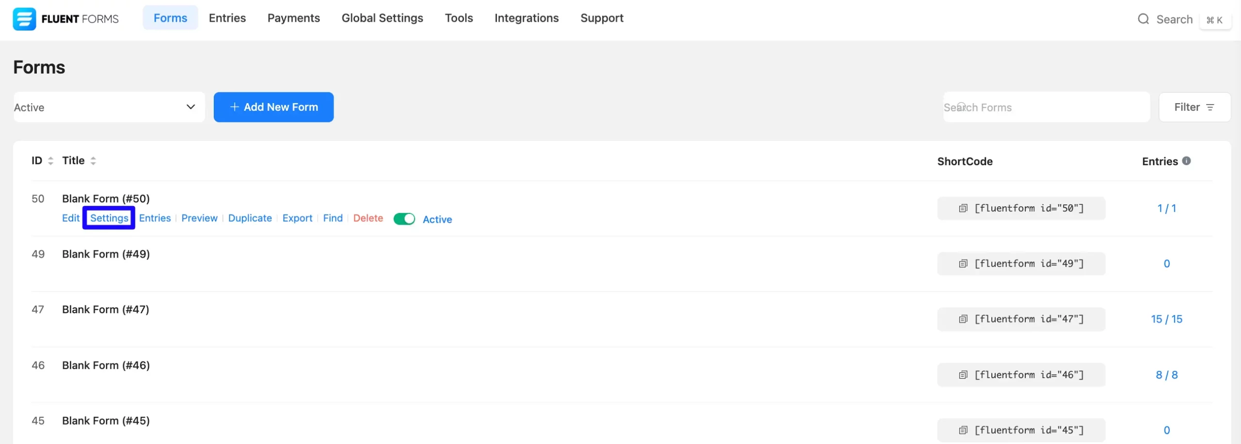 Settings FluentCRM integration