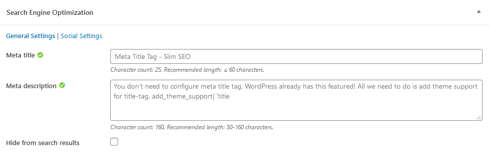 Don't show a page from search results