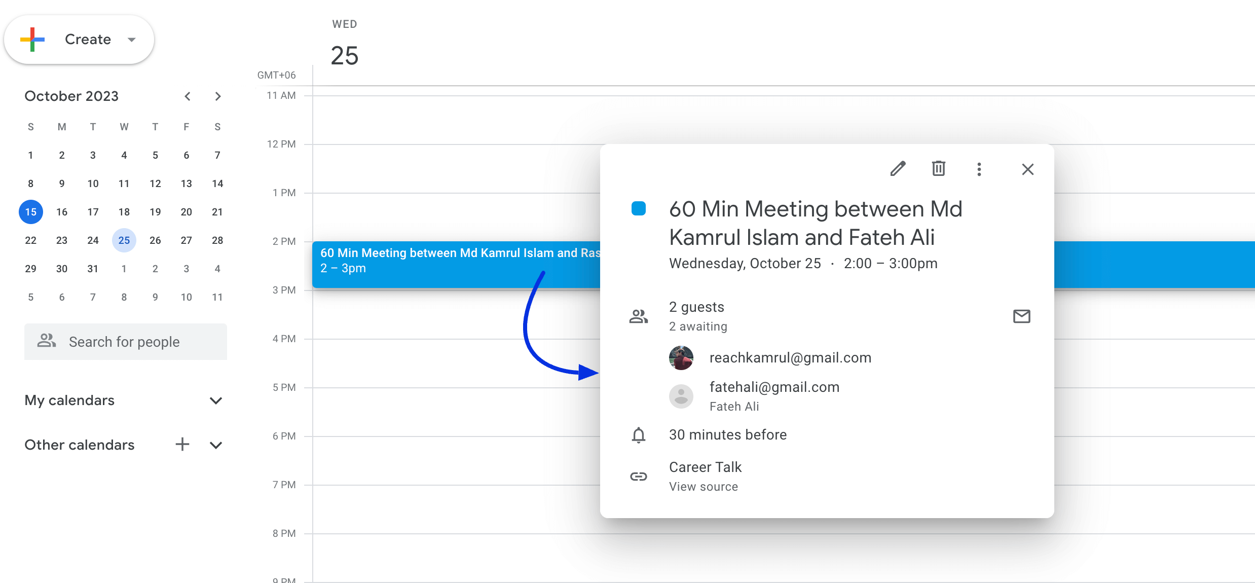 Configuring Host Google Calendar 官方介面截圖