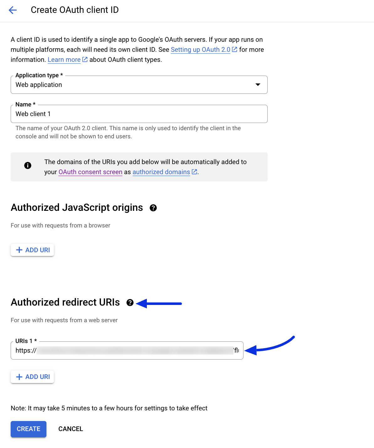 Create Credentials 官方介面截圖
