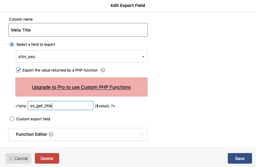 Enter function name